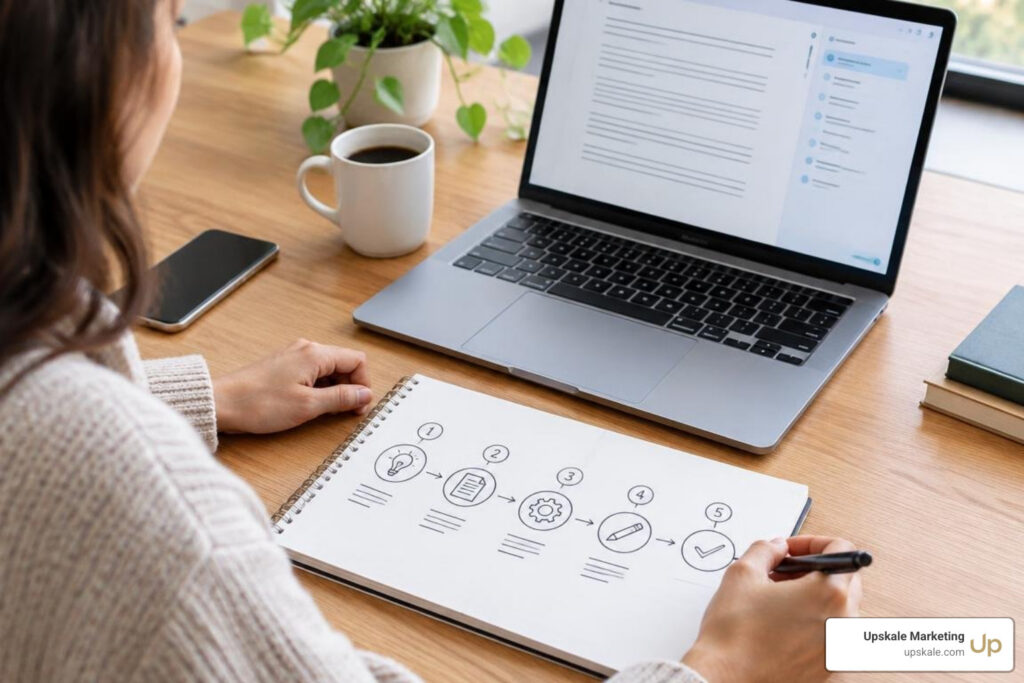 Multi-stage prompt engineering workflow for content drafting